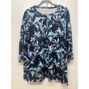 Columbia PFG Super Tidal Tee‎ Long Sleeve Shirt Top Womens Size 3X Floral #51